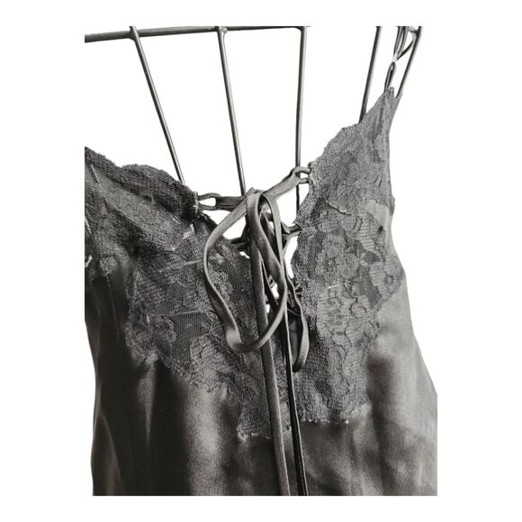 Vintage Fredrick's of Hollywood Black Negligee Nightgown Lace trimmed Size Large - Picture 9 of 11